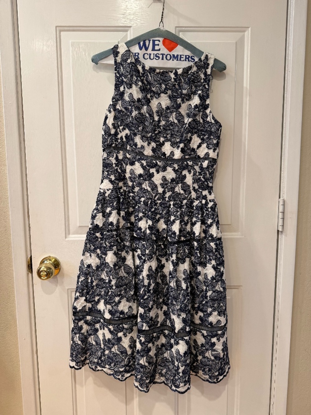 Eliza J - white and navy blue dress - size 4